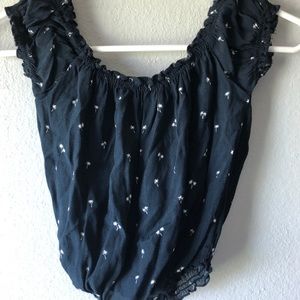 cropped palm tree off the shoulder shirt